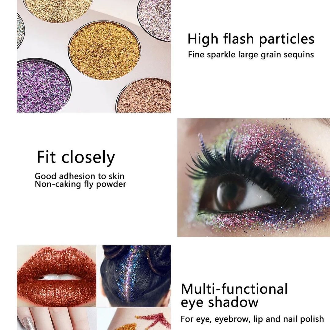 MISS ROSE 18-Color Glitter Eyeshadow Palette