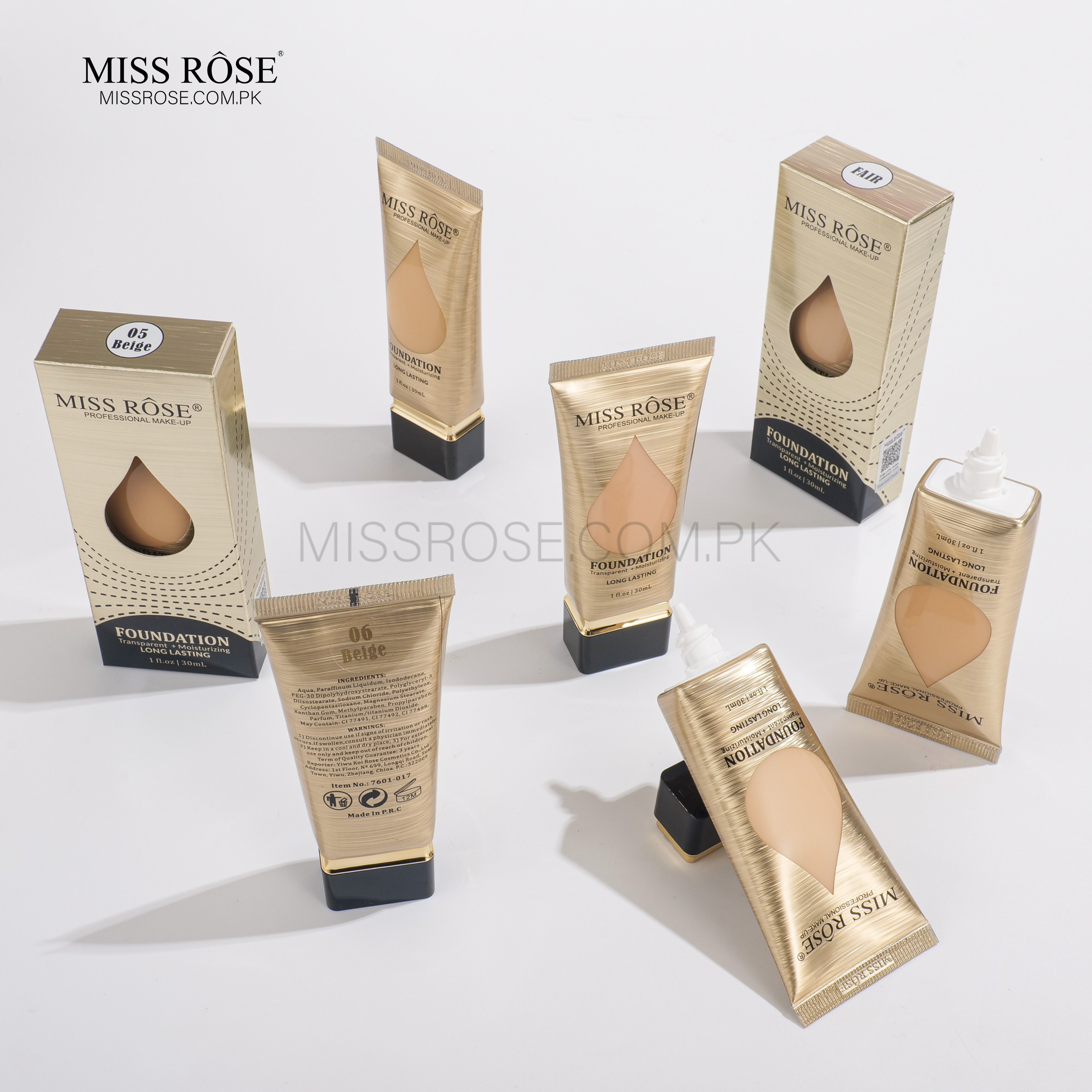 Miss Rose Transparent+ Moisturizing Long Lasting Foundation
