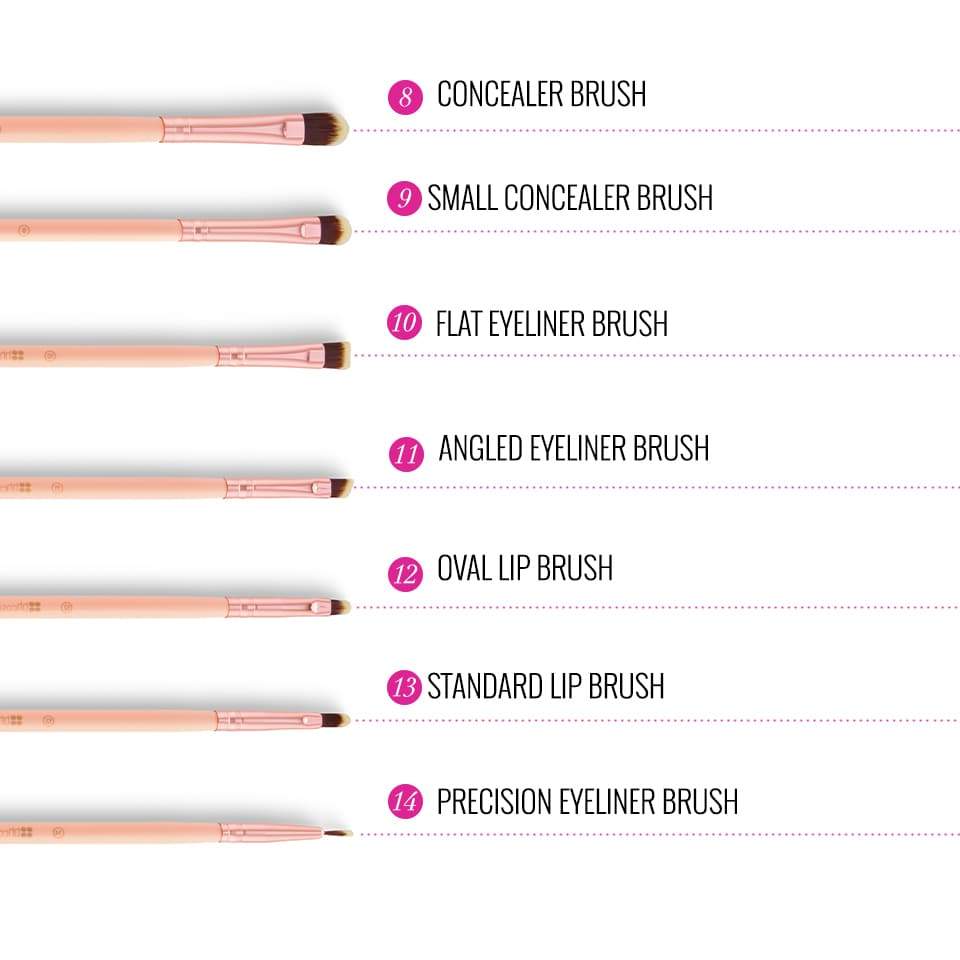 BH Chic 14 Piece Makeup Brush Set With Zip Bag
