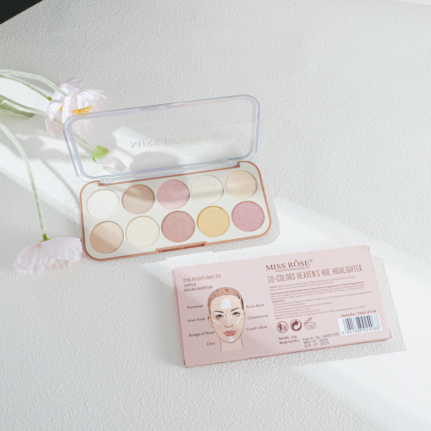 Miss Rose 10 Color Heaven Hue Highlighter Palette