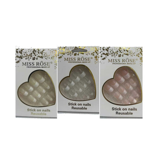 Miss Rose Stick on Nails Reusable