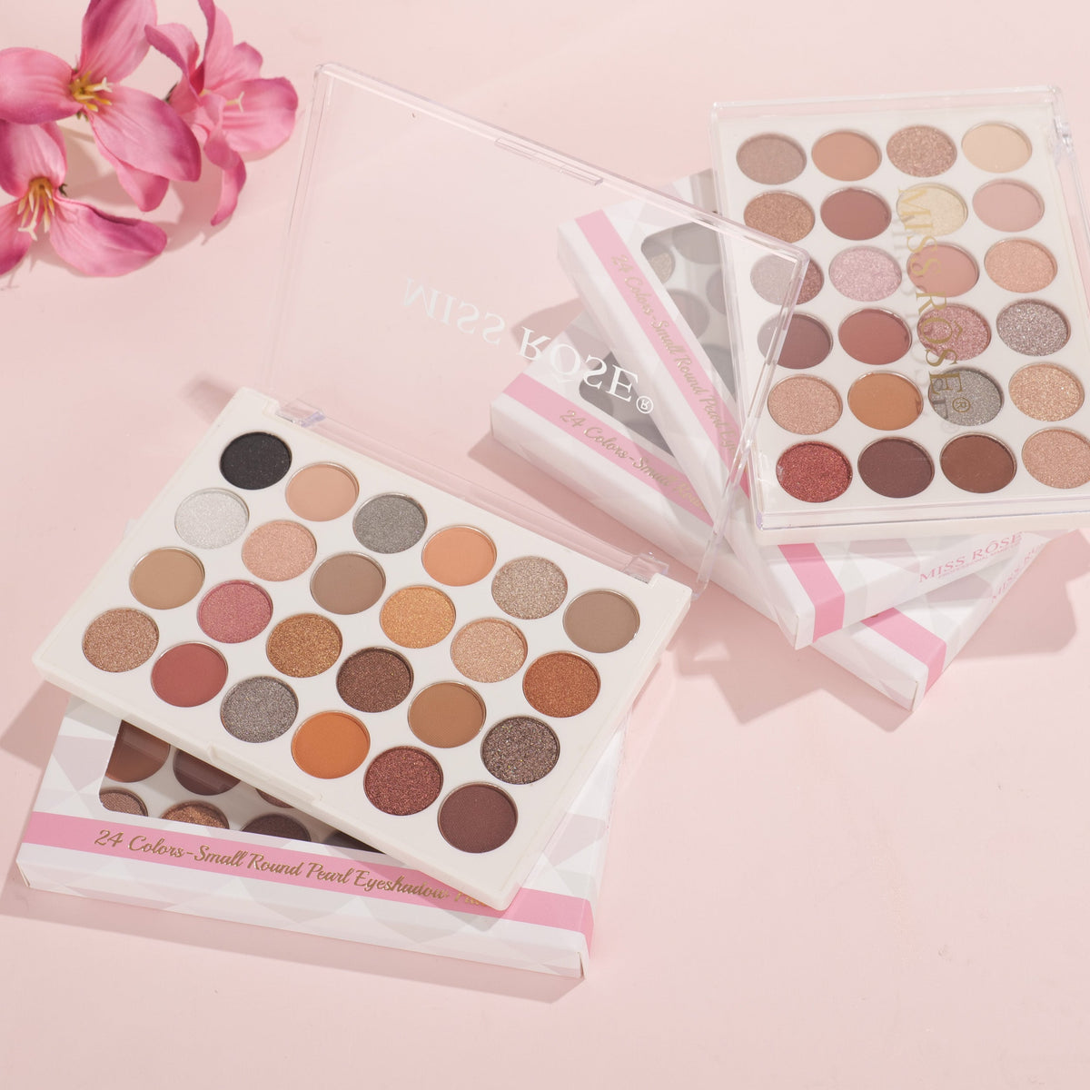 Miss Rose 24 Color Small Round Pearl Eyeshadow Palette
