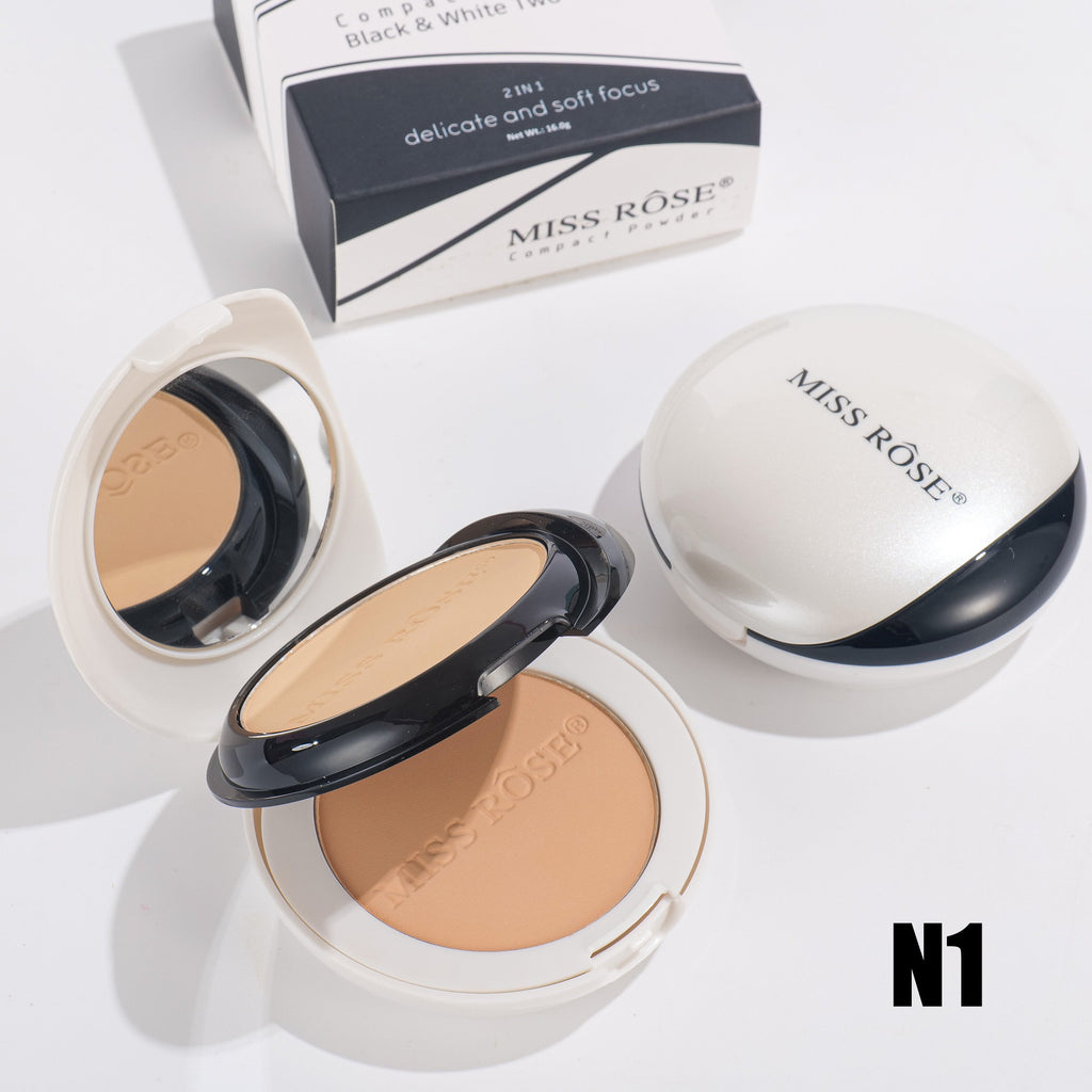 Miss Rose Black & White Two-Tone Compact Powder