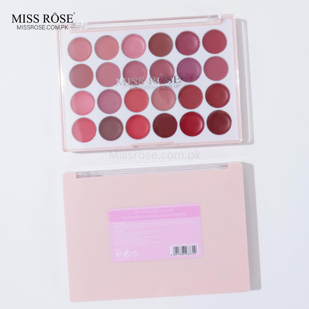 Miss Rose 24-Color All-Round Matte Moisturizing Lipstick Palette
