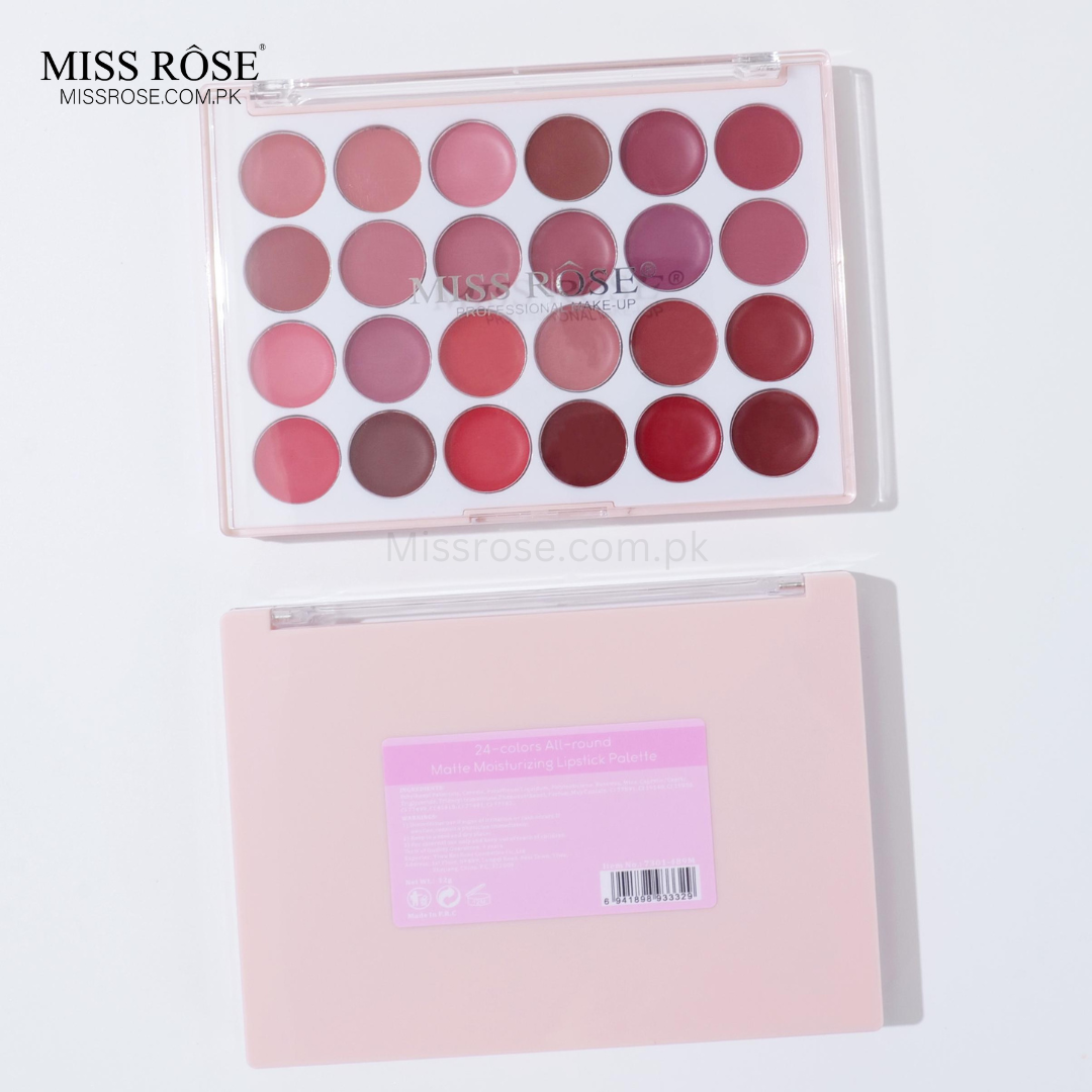 Miss Rose 24-Color All-Round Matte Moisturizing Lipstick Palette