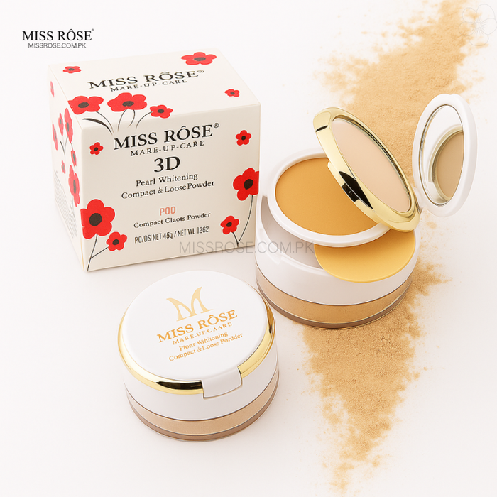 Miss Rose 3D Pearl Whitening Compact Powder & Loose Powder