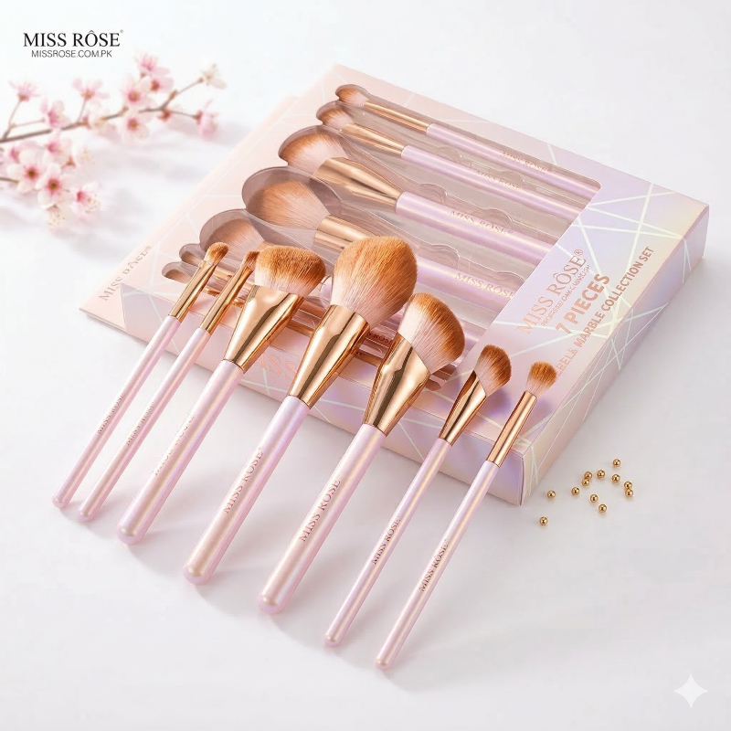Miss Rose 7-Piece Marble Makeup Brush Collection Set