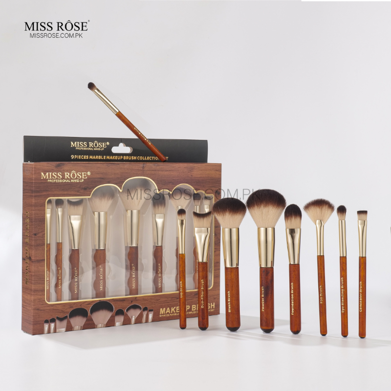 Miss Rose 9 Pieces Marble Makeup Brush Collection Set