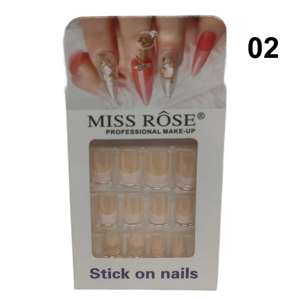 Miss Rose Stick on French Nails