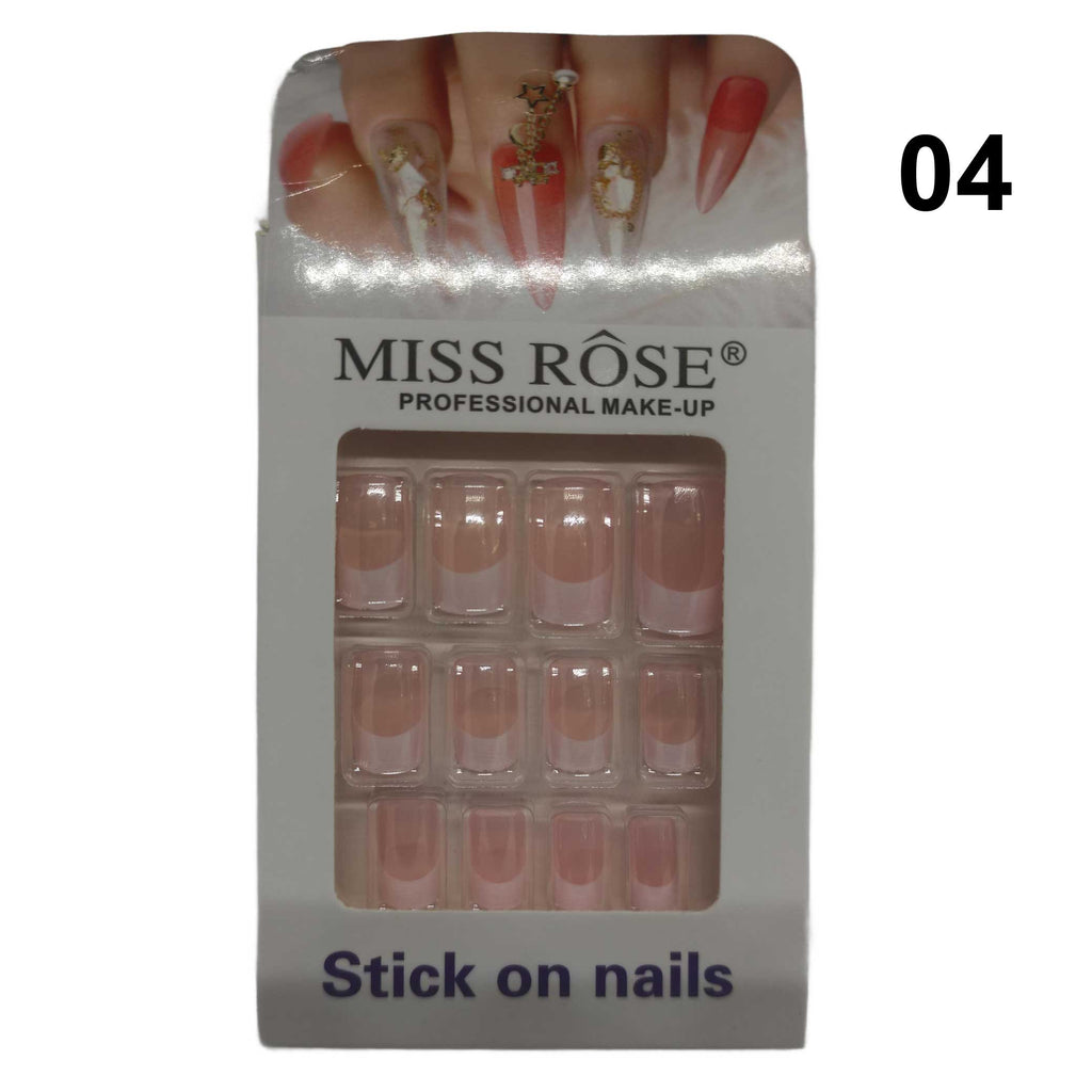 Miss Rose Stick on French Nails